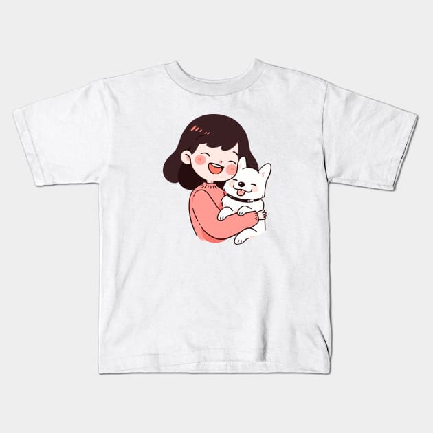 Just a Girl with her dog illustration II Kids T-Shirt by Sara-Design2